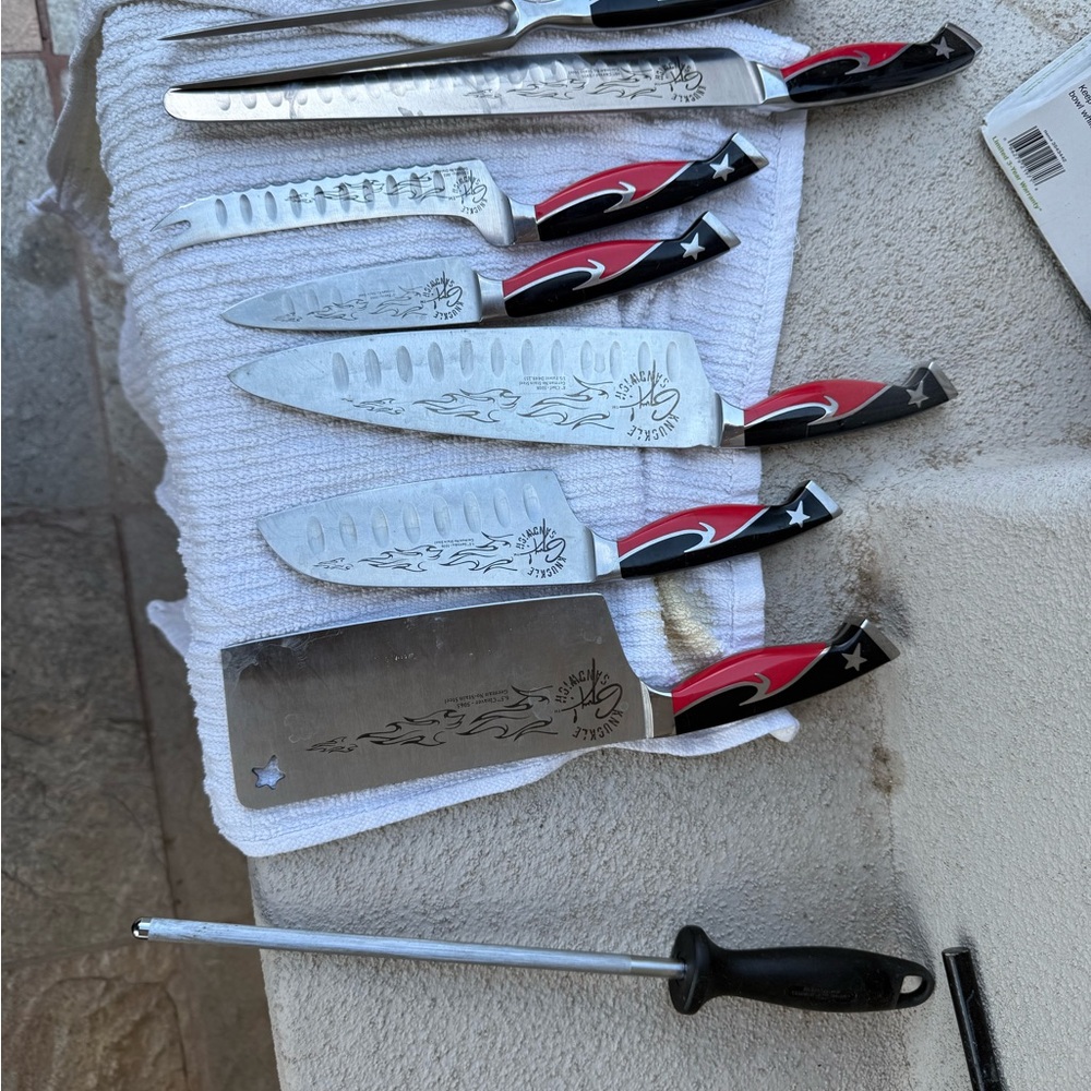 Ergo Guy Fieri Silver, black and Red Cutlery Set for Modern Kitchens